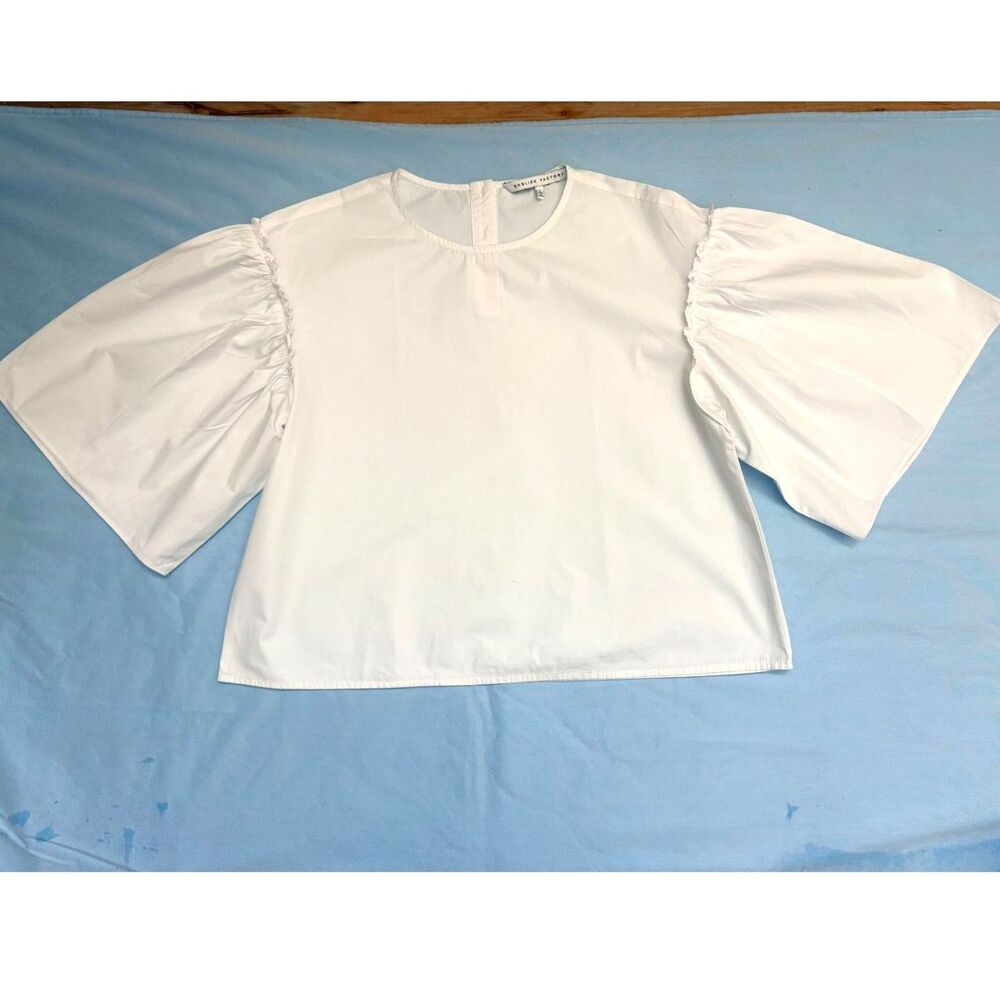 English Factory White Dramatic Puff Sleeve Blouse - Size Small
